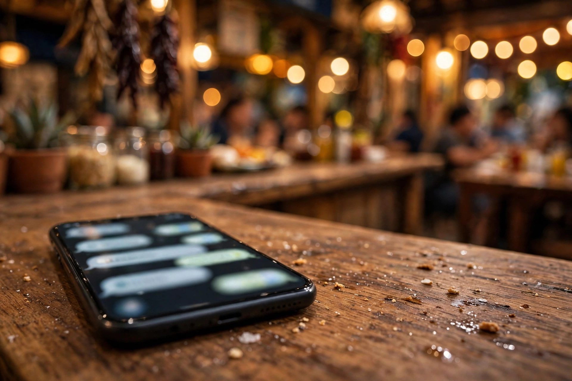 Teléfono con notificaciones de mensajes sobre el mostrador