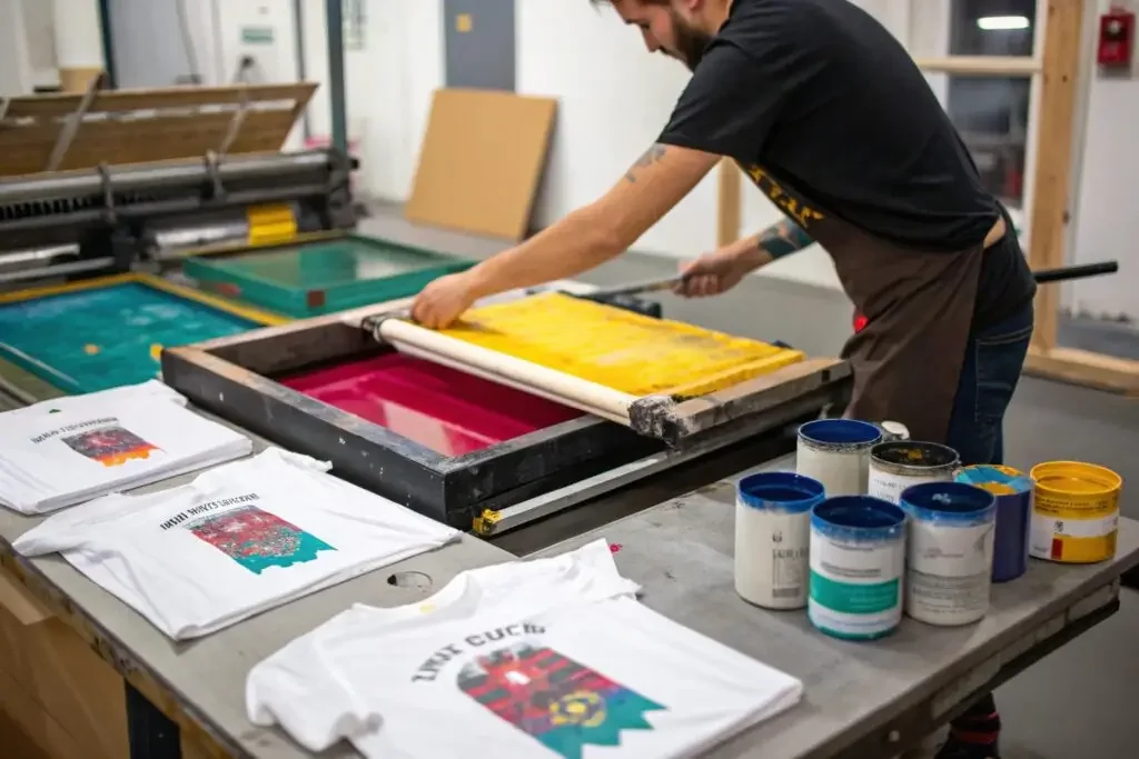 Camisetas personalizadas colgadas mostrando diseños para quinceañeras